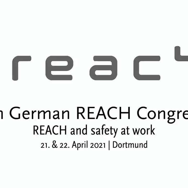Title card of the 5th German REACH Congress with logo, title and event details