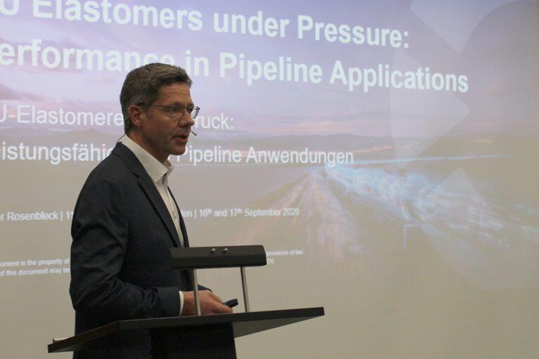 Technical presentation on PU elastomers in pipeline applications at the 11th PU Elastomer Trade Meeting 2026 in Dresden